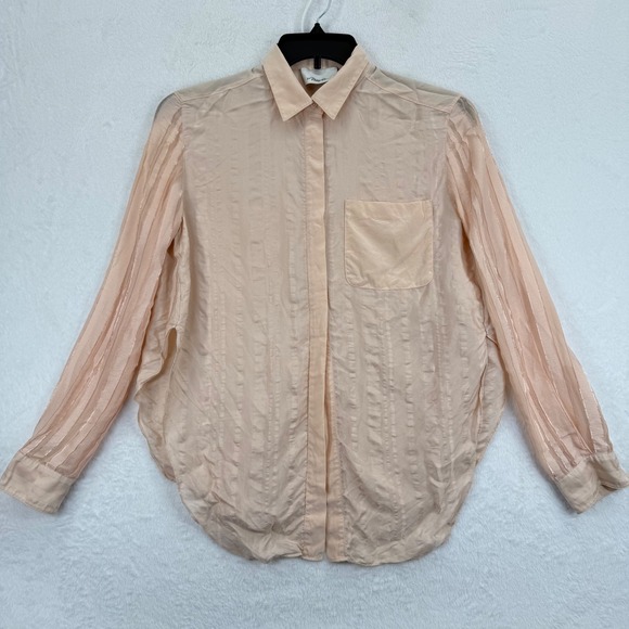 3.1 Phillip Lim Women's Blouse Top Peach Long Sleeve Button Down Shirt Sz L READ - Picture 1 of 8